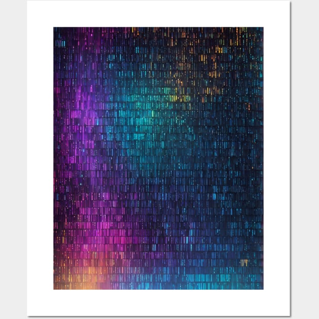 colorful binary code Wall Art by Anik Arts